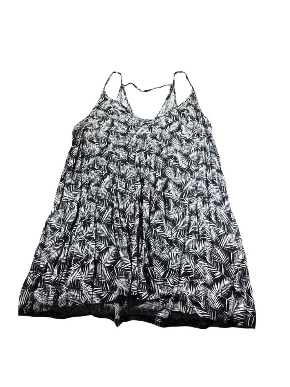 Old Navy Tank Top Shirt Black White Palm Leaf Sleeveless XL Summer Athlesiure